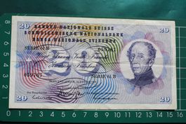 general dufour banknote 20 franken 1969