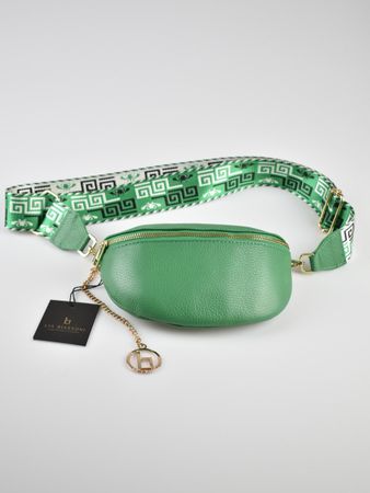 Lia Biassoni Bum Bag, Leder, grün, unbenutzt
