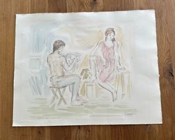 Original Aquarell 47x59 cm Simone Erni Tochter von Hans Erni