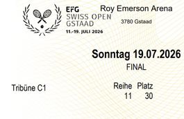 Swiss Open Gstaad 2026 - 2x Tickets - 19.07.2026 - Finale