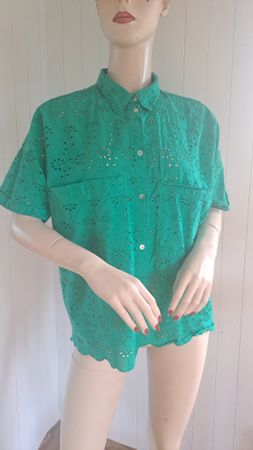 PROMOD Lochstickerei Bluse L y2k VtG Broderie Anglaise 42 44