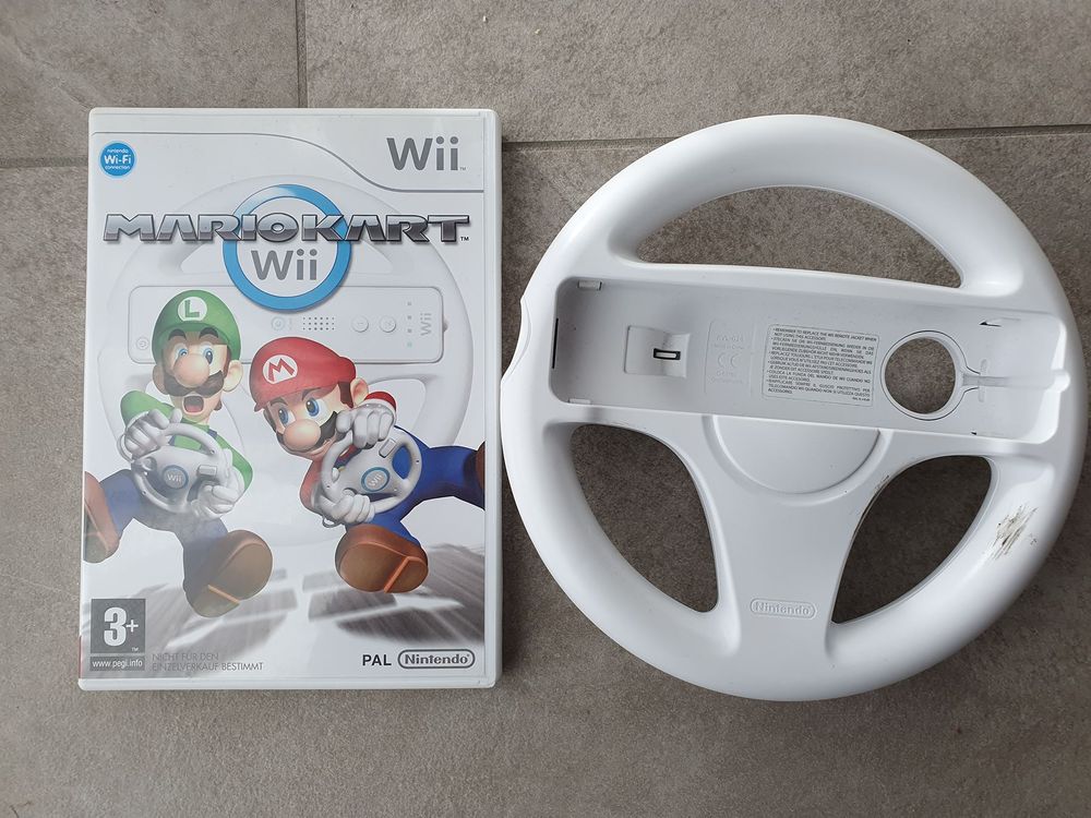 Mario Kart Wii Avec Volant Officiel – Version PAL Française, Jeu + Accessoire En Très Bon état
