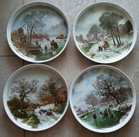 4 Teller Porzellan Royal Schwabar, Handmalerei Enter-Holland
