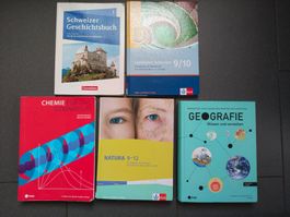 Schulbücher Geografie, Chemie, Geschichte, Natura 9-12 Gymi