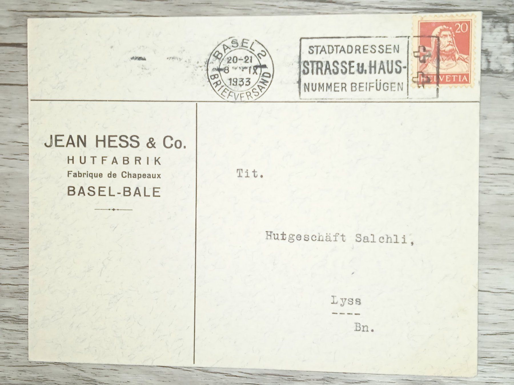 Tutti i francobolli: TR20 Enveloppe + Timbre Suisse 1933 – Usato da Cousset venduto da Patrick_Collections