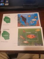 Tanzanie 1989, poissons lac et récif, Premier Jour! Rare!