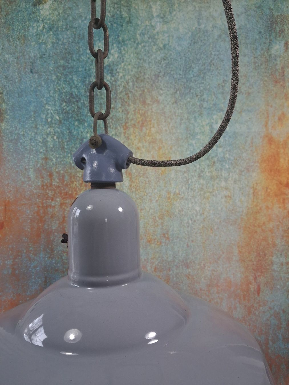 Bag Turgi Lampade: Restaurierte Emaille Industrie Lampe BAG Turgi – Usato da Winterthur venduto da lampenretter 3