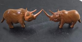 1 Paar Nashorn Rhino Hippo Holz