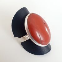 Roter Jaspis Ring in 925 Silber gefasst, Grösse 18.1 mm💍