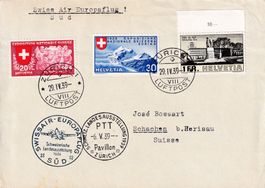 1939 SWISSAIR EUROPAFLUG SÜD, Mischfrankatur Landi-Brief, SS