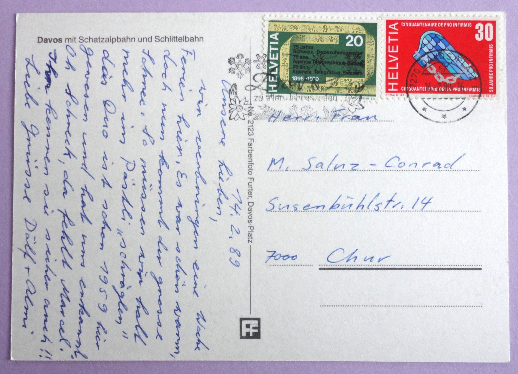 Cartoline postali: Davos mit Schatzalpbahn und Schlittenbahn – Usato da Fétigny venduto da Billy2miny 1