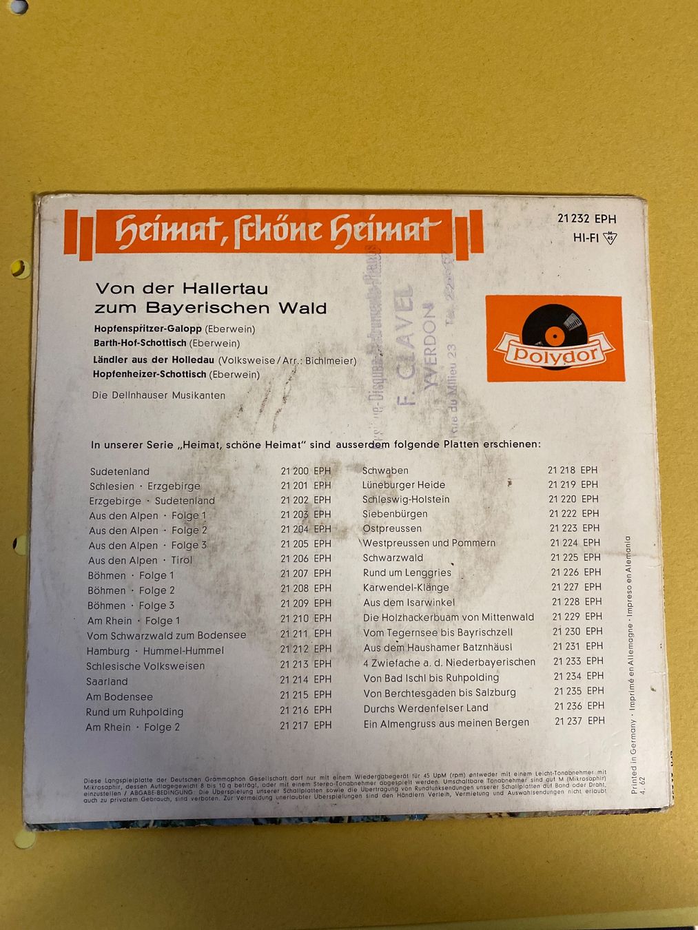 Dischi in vinile: Vinyle "Heimat, schöne Heimat" - Polydor - 45 tours – Usato da Le Brassus venduto da cinema13 1