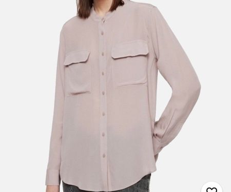 AllSaints Lexi Cupro Button-Up Blouse Tunic shirt Mauve pink