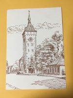 Kunstkarte Dorfpartie mit Turm Fritz Künzli 1972