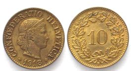 CH 10 Rappen 1918 Messing FDC!!! stgl