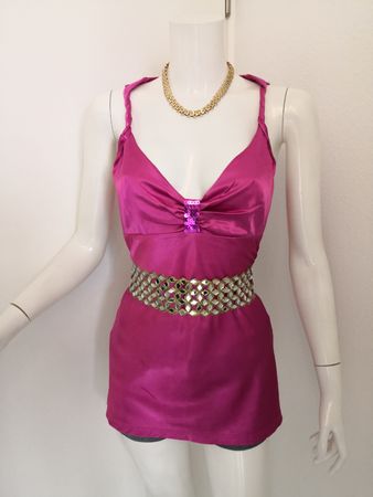 🤩MANGO BABYDOLL-TOP SATIN PINK & PAILLETTEN