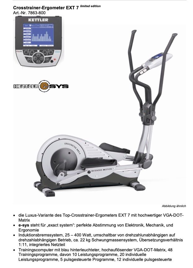 Kettler Hometrainer: Kettler Crosstrainer EXT7 – Usato da Frauenfeld venduto da Pboxler 2