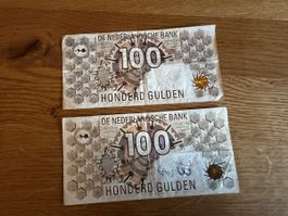 2x 100-Gulden-Schein von 1992 („Steinkauz“)