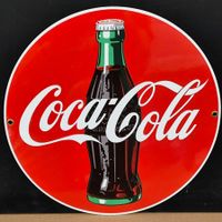 altes Coca-Cola Emailschild  01- NEU - Durchmesser 28,5 cm