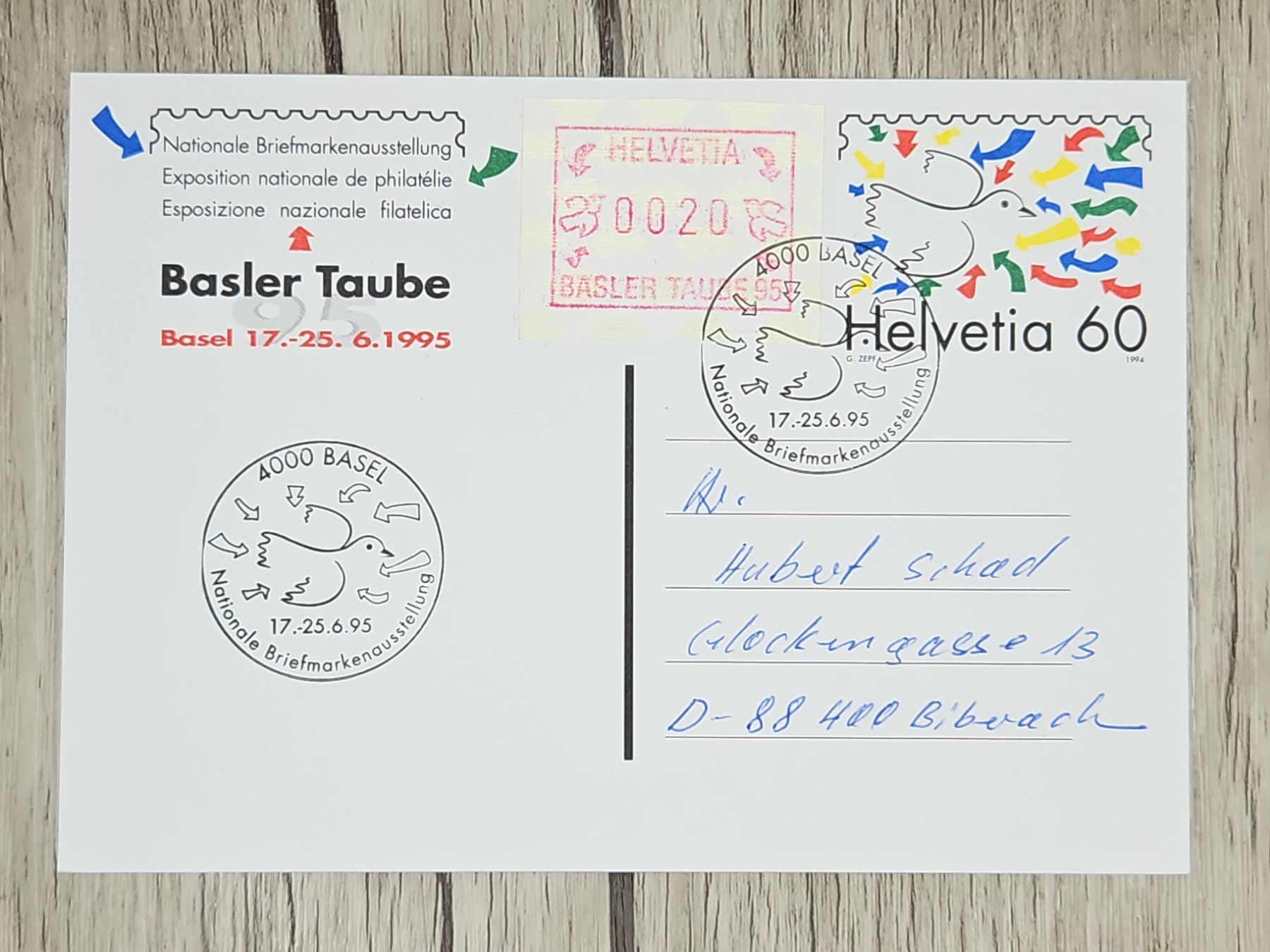 Tutti i francobolli: CL14 Carte Postale  + Timbre Suisse 1995 – Usato da Cousset venduto da Patrick_Collections