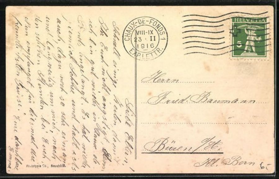 Cartoline postali: Begnins, chapelle protestante, animée, circulée 1916 – Usato da Frauenfeld venduto da POML 1