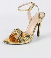 Sandali eleganti dorati con tacco – Taglia 37