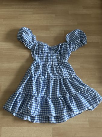 Sommerliches Karo Kleid, blau/weiss, Grösse M