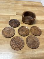 6 Glasuntersezter aus Holz