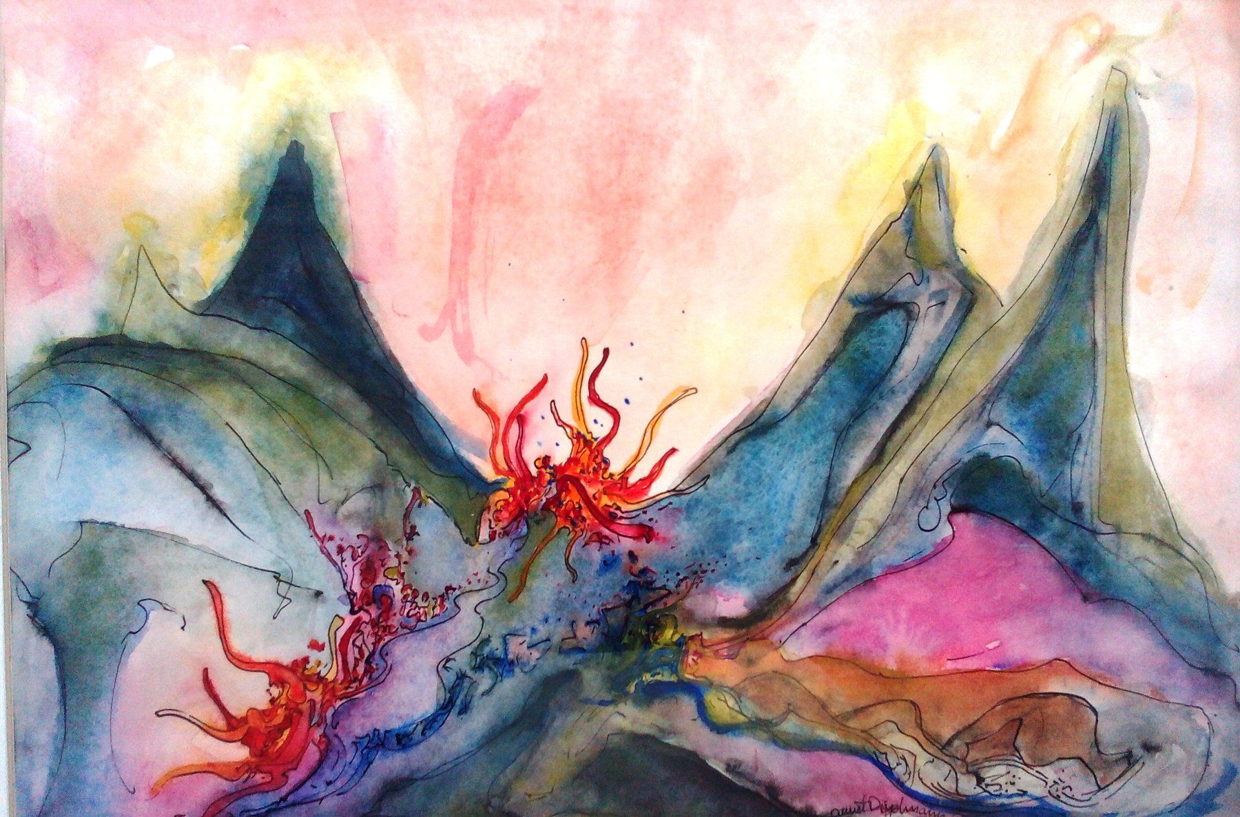 Dipinti: Daniel Diggelmann Aquarell Landschaft signiert 1954 – Nuovo (secondo la descrizione) da zurich venduto da ARTMYART