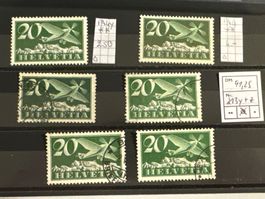 1923 Flugpostmarken ZNr. F4 (y + z) postfrisch & gestempelt