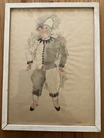 Originale Künstlerzeichnung Aquarell  von Alex Maier Pierrot