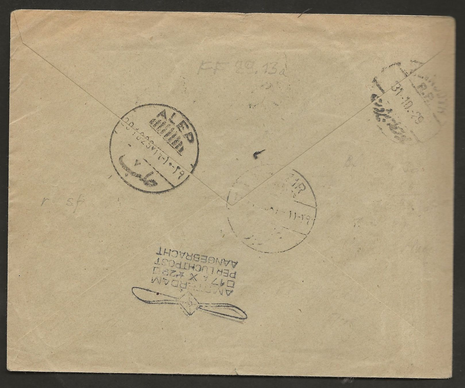 Tutti i francobolli: Flugpost Schweiz 1929 Basel Amsterdam Aleppo Luftpost FF – Usato da Au ZH venduto da xelagreb01 1
