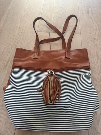 Even&Odd Handtasche gestreift braun Lederimitat