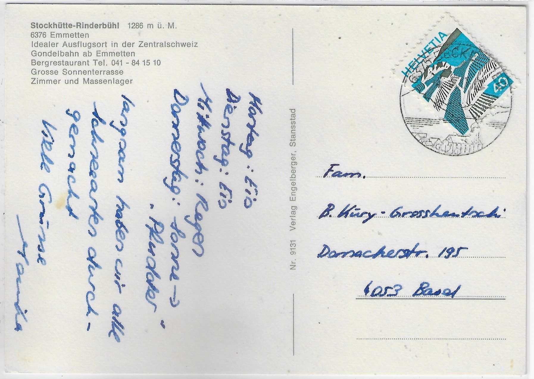 Cartoline postali: Rinderbühl-Stockhütte - Emmetten – Usato da Ettingen venduto da Kartenplanet 1