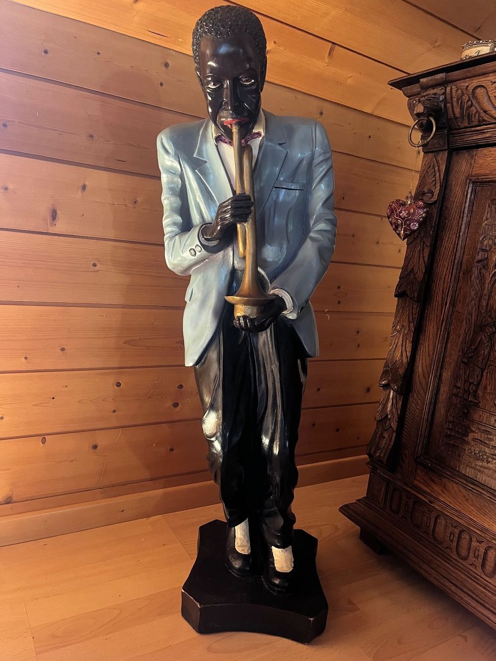 Statuette: Kunstharzfigur Trompeter Jazzfigur ca. 1 m hoch – Usato da Balterswil venduto da AndreaBlume10 2