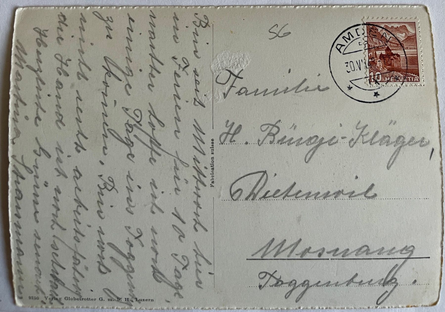 Ansichtskarten: AMDEN - Kurhaus "BERGRUH" 1943 – Gebraucht aus Lutry von Ediego 1