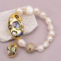 Mina weiss Perlen Armband Echt Bracelet Perle blanc noir