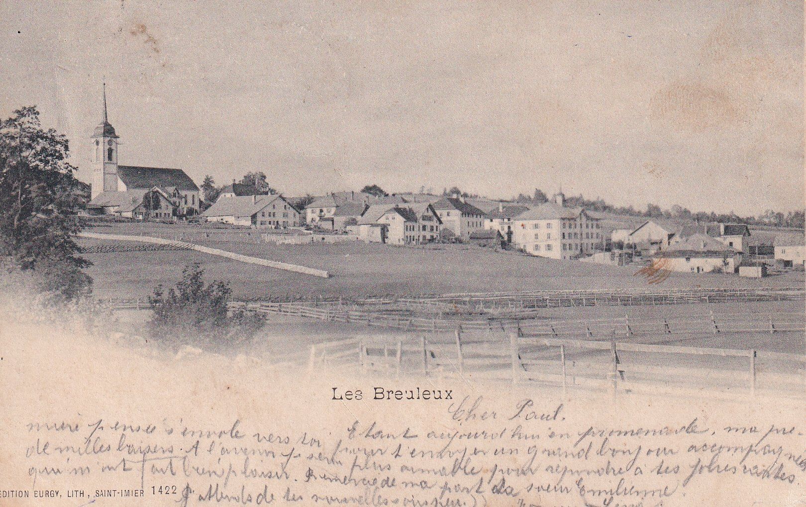 Ansichtskarten: Les Breuleux   JU          en 1902 – Gebraucht aus Brig von Valcards54