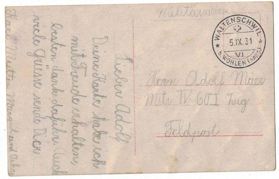 Ansichtskarten: Ich bin ein Schweizerknabe, Feldpost 1931 – Gebraucht aus Frauenfeld von POML 1