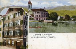 Lachen   SZ  am Zürichsee mit Gasthof zum Schwanen   um 1923