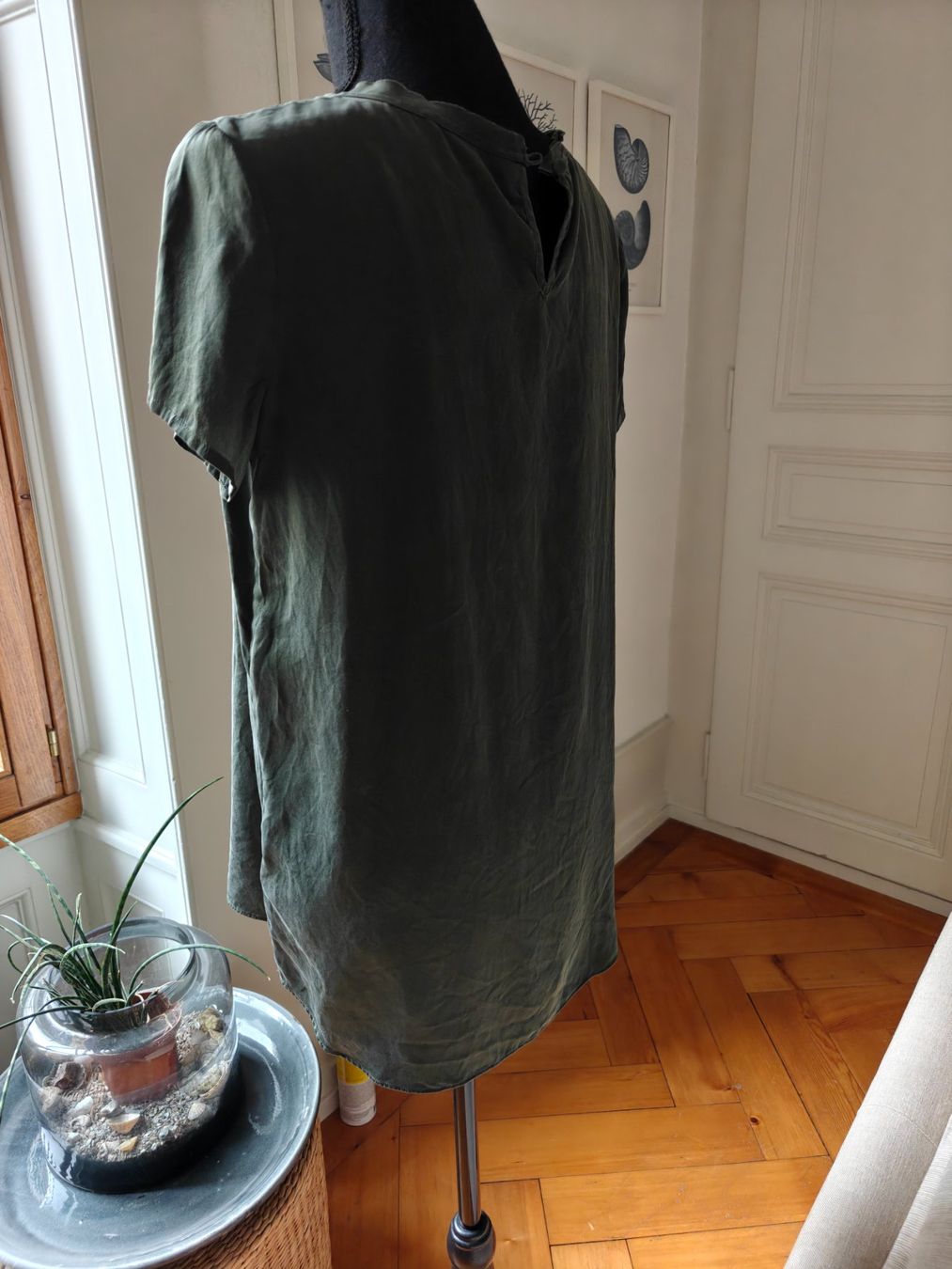 Camicette: Dixie silk forest green ruffle front blouse top M – Usato da Geneve venduto da readycat 2