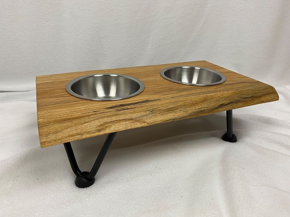 Personalisierte Futterstation Fr Hund Und Katze Aus Holz - Erhhte Npfe  Mit Gravur - Natur M 23cm Hhe Holz Fressnapf Station