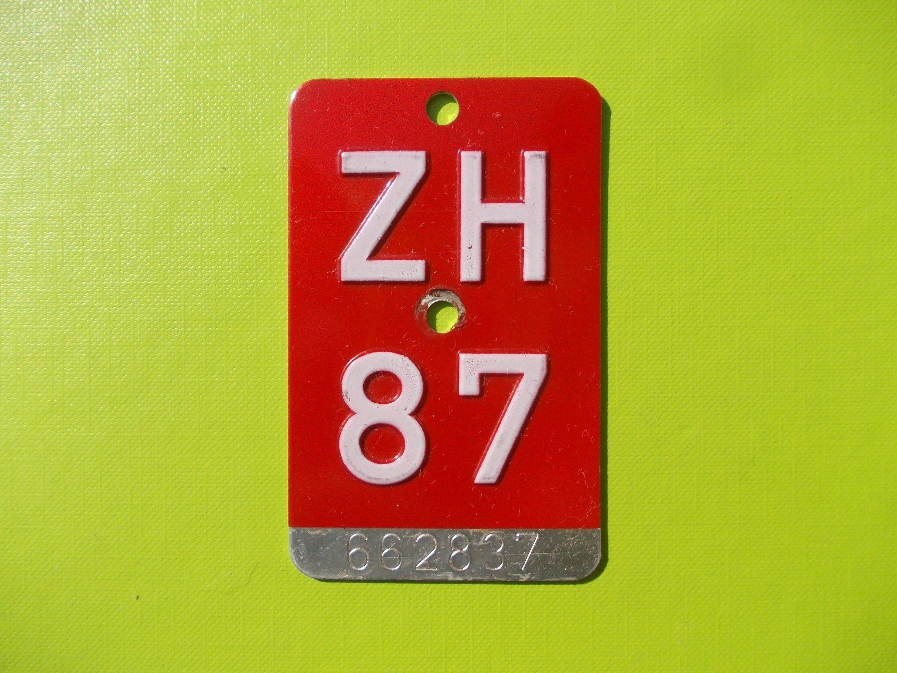 Insegne: Velonummer / Fahrradnummer ZH 87 – Usato da Gsteigwiler venduto da HORMIGA21