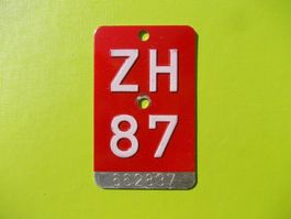 Velonummer / Fahrradnummer ZH 87
