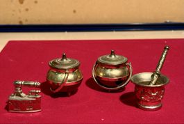 Vintage Miniature Brass Collection - Pots, Iron, and More!