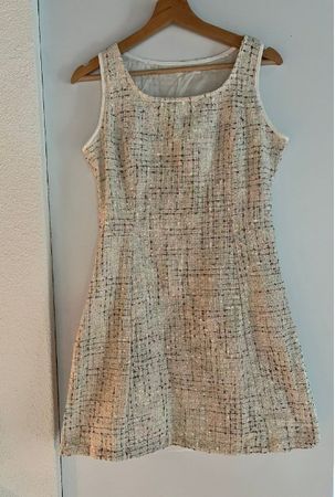 NEUES beiges Tweed Kleid Gr. S - 224252