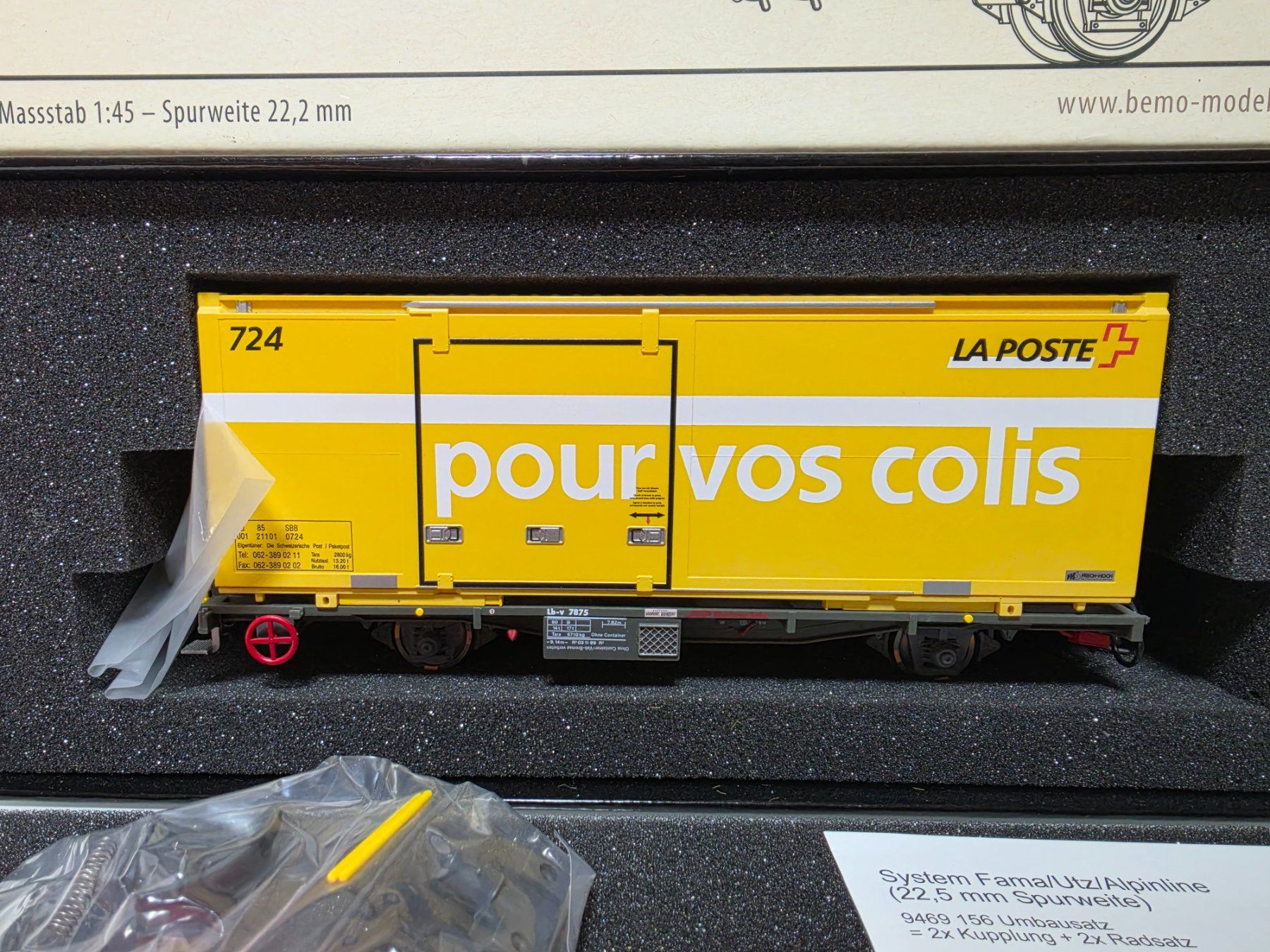 Bemo Modellini di ferrovie: Bemo Containerwagen Post RhB Lb-v 7875 Spur 0m – Nuovo e nell'imballaggio originale da Neuenhof venduto da ludovicco 1