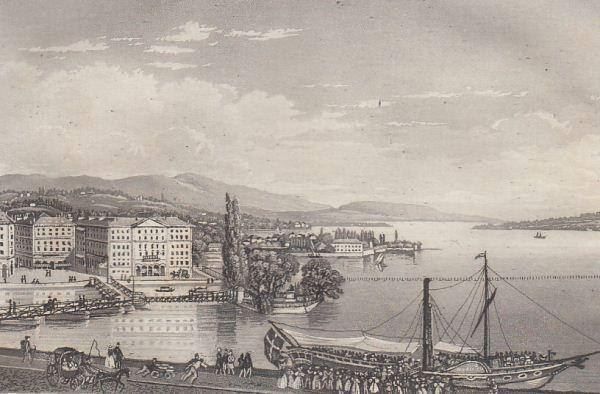 Incisioni: GENF, GENÈVE, AQUATINTA 1839 – Antico da Grüningen venduto da Kartensammler