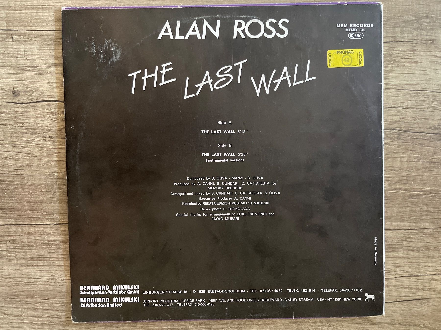 Dischi in vinile: A370/Alan Ross - The Last Wall – Usato da Frutigen venduto da Philippe_jsp 1