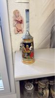 Alter Bierkrug mit Zinndeckel, Dekoratives Sammlerstueck!